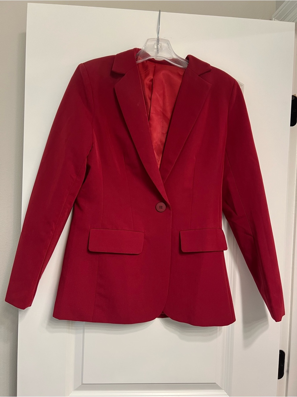 Women’s Red Single-Button Tailored Blazer